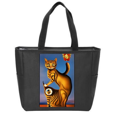 Cat Lover Salvador Dali Style Painting Zip Tote Bag