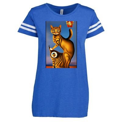 Cat Lover Salvador Dali Style Painting Enza Ladies Jersey Football T-Shirt