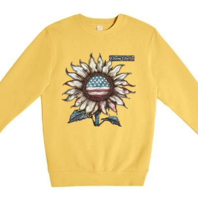 Choose Liberty Sunflower Patriotic Americana Freedom For All Premium Crewneck Sweatshirt