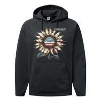 Choose Liberty Sunflower Patriotic Americana Freedom For All Performance Fleece Hoodie