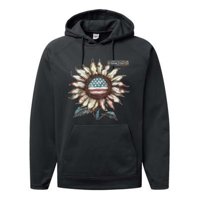 Choose Liberty Sunflower Patriotic Americana Freedom For All Performance Fleece Hoodie