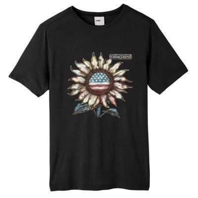 Choose Liberty Sunflower Patriotic Americana Freedom For All Tall Fusion ChromaSoft Performance T-Shirt