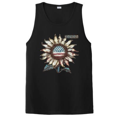 Choose Liberty Sunflower Patriotic Americana Freedom For All PosiCharge Competitor Tank