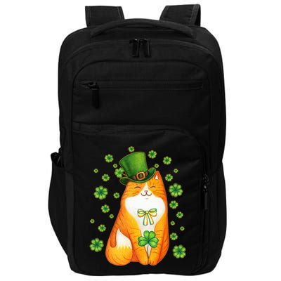 Cute Lucky St PatrickS Day Orange Tabby Cat Impact Tech Backpack