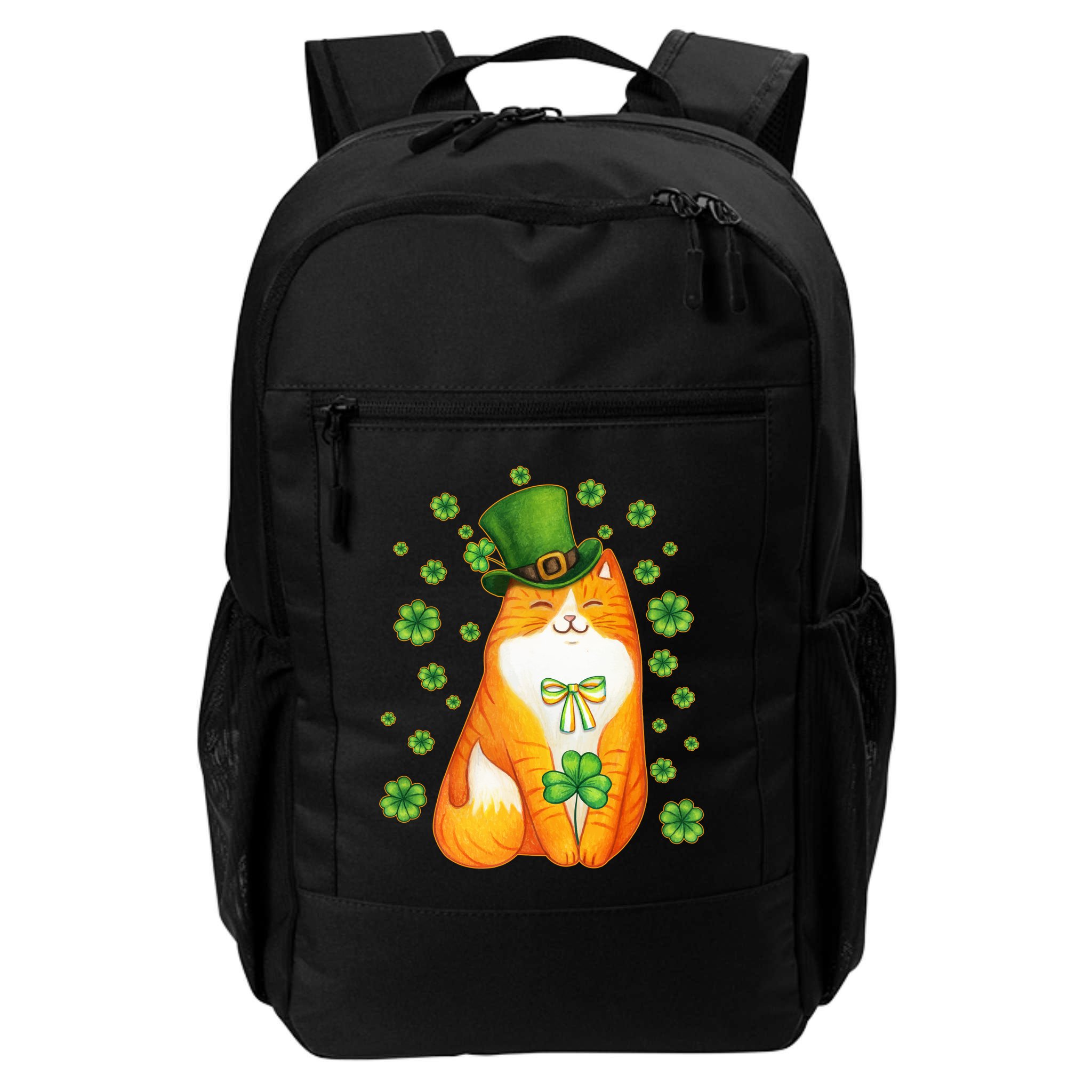 Cute Lucky St PatrickS Day Orange Tabby Cat Backpack