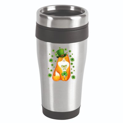 Cute Lucky St PatrickS Day Orange Tabby Cat 16oz Travel Tumbler