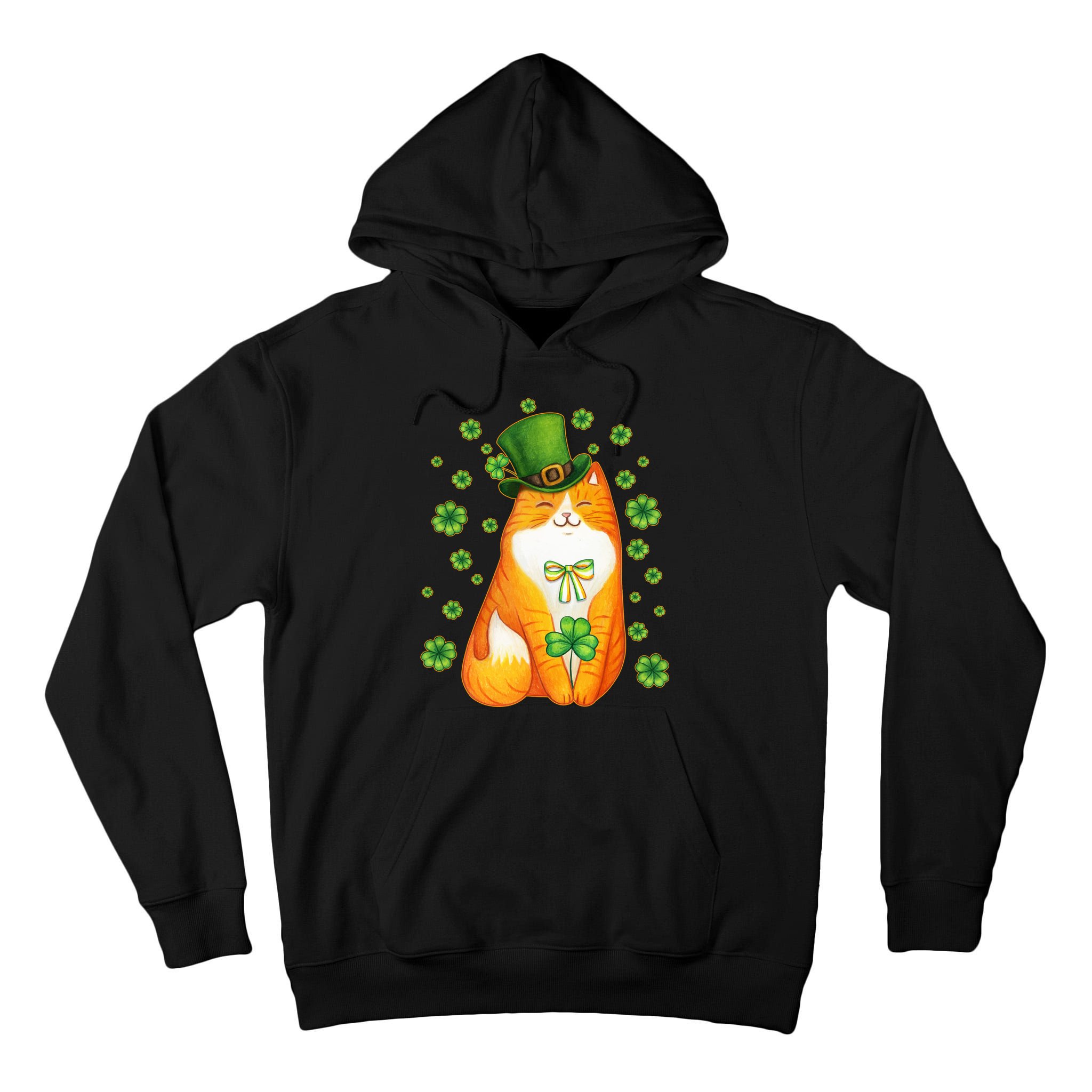 Cute Lucky St PatrickS Day Orange Tabby Cat Tall Hoodie