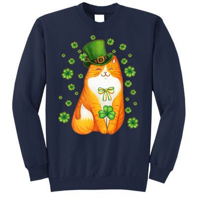 Cute Lucky St PatrickS Day Orange Tabby Cat Tall Sweatshirt