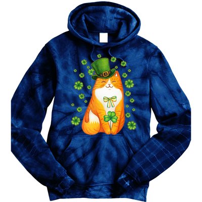 Cute Lucky St PatrickS Day Orange Tabby Cat Tie Dye Hoodie