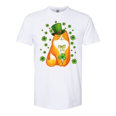 Cute Lucky St PatrickS Day Orange Tabby Cat Softstyle CVC T-Shirt