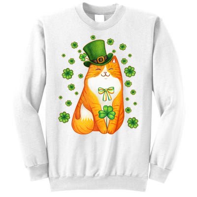 Cute Lucky St PatrickS Day Orange Tabby Cat Sweatshirt