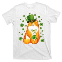 Cute Lucky St PatrickS Day Orange Tabby Cat T-Shirt