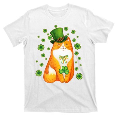 Cute Lucky St PatrickS Day Orange Tabby Cat T-Shirt