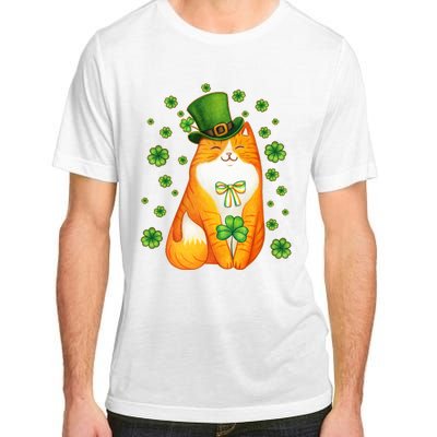 Cute Lucky St PatrickS Day Orange Tabby Cat Adult ChromaSoft Performance T-Shirt