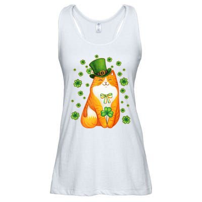 Cute Lucky St PatrickS Day Orange Tabby Cat Ladies Essential Flowy Tank
