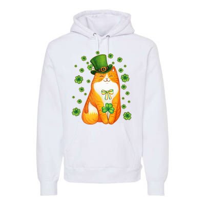 Cute Lucky St PatrickS Day Orange Tabby Cat Premium Hoodie