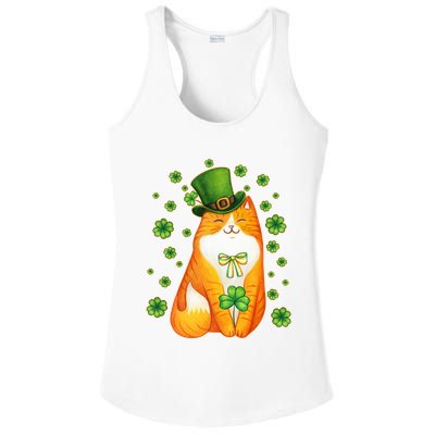 Cute Lucky St PatrickS Day Orange Tabby Cat Ladies PosiCharge Competitor Racerback Tank