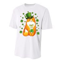 Cute Lucky St PatrickS Day Orange Tabby Cat Performance Sprint T-Shirt