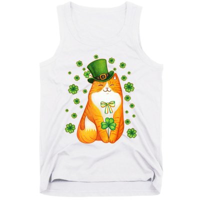 Cute Lucky St PatrickS Day Orange Tabby Cat Tank Top