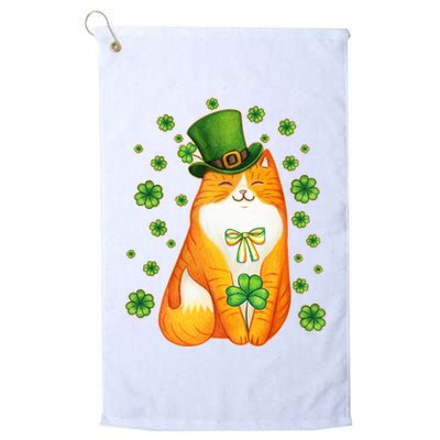 Cute Lucky St PatrickS Day Orange Tabby Cat Golf Towel
