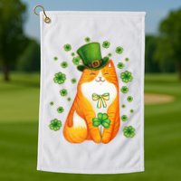 Cute Lucky St PatrickS Day Orange Tabby Cat Golf Towel