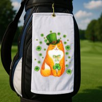 Cute Lucky St PatrickS Day Orange Tabby Cat Golf Towel