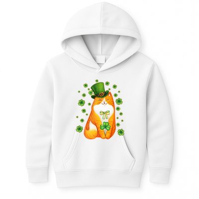 Cute Lucky St PatrickS Day Orange Tabby Cat Kids Hoodie
