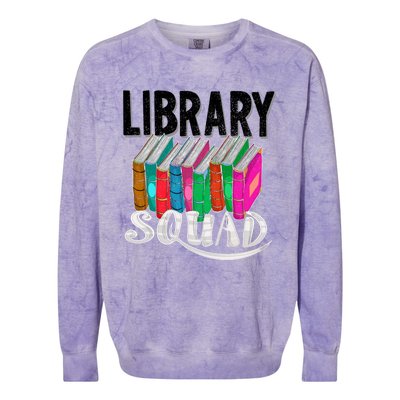 Cool Library Squad Funny Librarian Book Reader Team Gift Colorblast Crewneck Sweatshirt