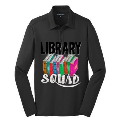 Cool Library Squad Funny Librarian Book Reader Team Gift Silk Touch Performance Long Sleeve Polo