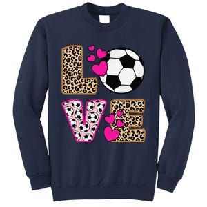 Cute Love Soccer Leopard Print Women Girl Soccer Sweatshirt