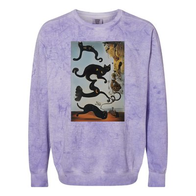 Cat Lover Salvador Dali Style Painting Colorblast Crewneck Sweatshirt