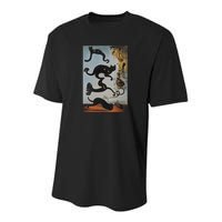 Cat Lover Salvador Dali Style Painting Youth Performance Sprint T-Shirt