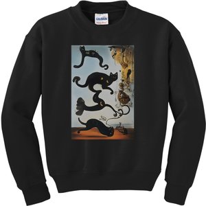 Cat Lover Salvador Dali Style Painting Kids Sweatshirt