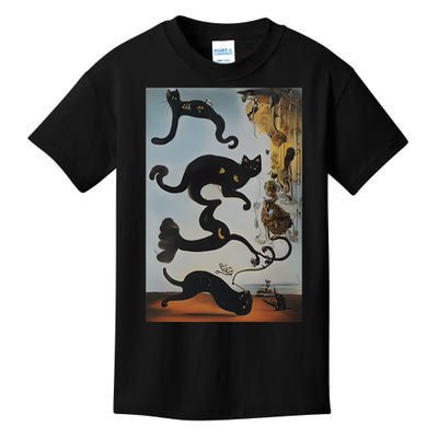 Cat Lover Salvador Dali Style Painting Kids T-Shirt