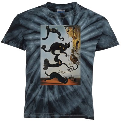 Cat Lover Salvador Dali Style Painting Kids Tie-Dye T-Shirt