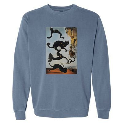 Cat Lover Salvador Dali Style Painting Garment-Dyed Sweatshirt