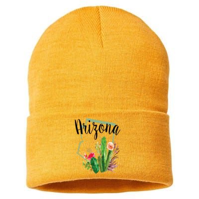 Cute Love State Of Arizona Blooming Cactus Flowers Gift Sustainable Knit Beanie