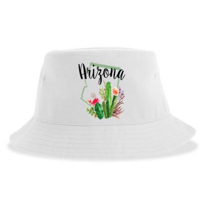 Cute Love State Of Arizona Blooming Cactus Flowers Gift Sustainable Bucket Hat