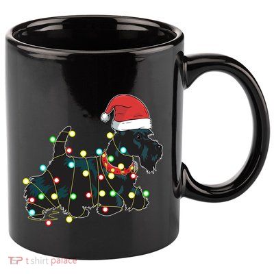 Christmas Lights Scottie Dog Lover Funny Xmas Gift Great Gift 11oz C Handle Ceramic Mug