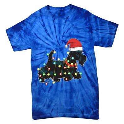 Christmas Lights Scottie Dog Lover Funny Xmas Gift Great Gift Tie-Dye T-Shirt