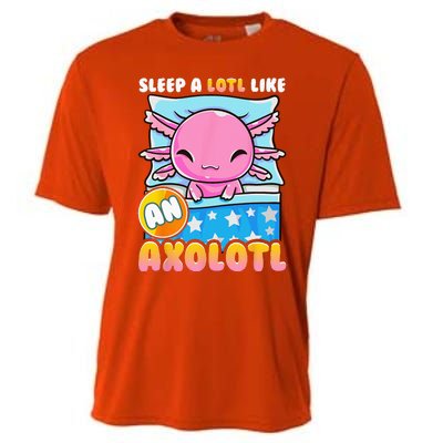 Cute Lazy Sleeping Axolotl Lover Nap Sleep Cooling Performance Crew T-Shirt