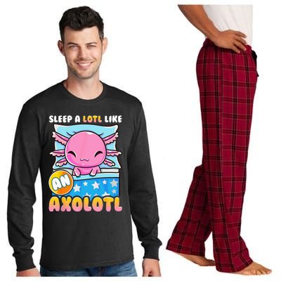 Cute Lazy Sleeping Axolotl Lover Nap Sleep Long Sleeve Pajama Set