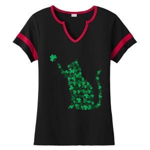 Cat Lucky Shamrock Saint PatrickS Day Cat Lover Ladies Halftime Notch Neck Tee