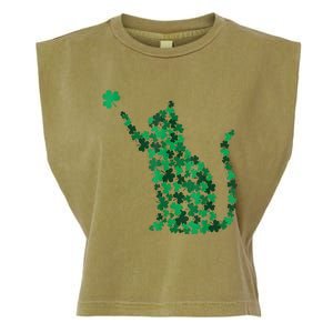 Cat Lucky Shamrock Saint PatrickS Day Cat Lover Garment-Dyed Women's Muscle Tee