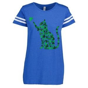 Cat Lucky Shamrock Saint PatrickS Day Cat Lover Enza Ladies Jersey Football T-Shirt