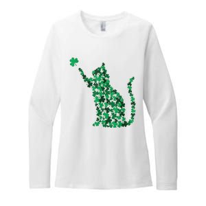 Cat Lucky Shamrock Saint PatrickS Day Cat Lover Womens CVC Long Sleeve Shirt