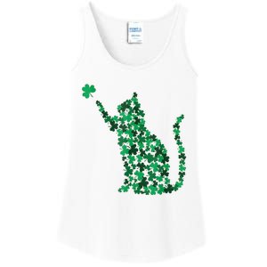 Cat Lucky Shamrock Saint PatrickS Day Cat Lover Ladies Essential Tank