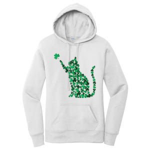 Cat Lucky Shamrock Saint PatrickS Day Cat Lover Women's Pullover Hoodie