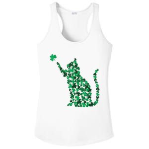 Cat Lucky Shamrock Saint PatrickS Day Cat Lover Ladies PosiCharge Competitor Racerback Tank