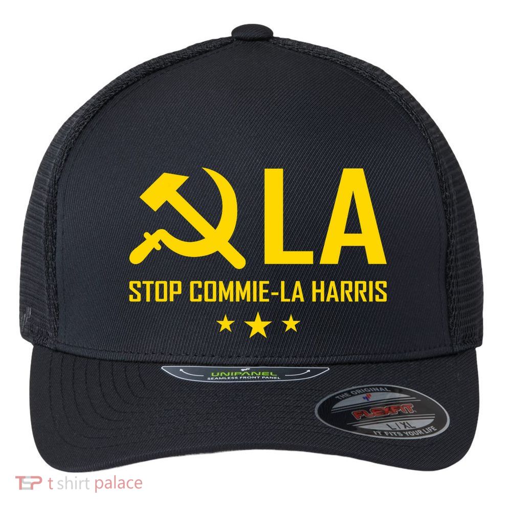 Commie La Stop Commie La Harris Stop Kamala Trump Vance 2024 Flexfit Unipanel Trucker Cap
